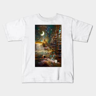 Moonlight Library | National library week | literacy week Kids T-Shirt